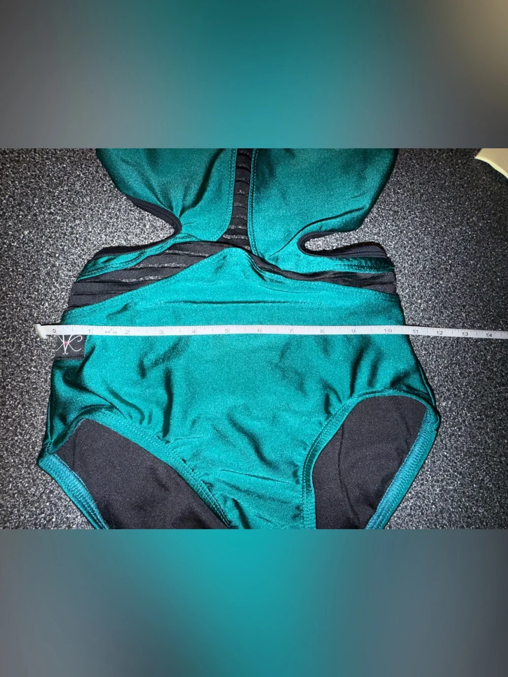 Kandi Kouture Teal and Black Dance Leotard Size Child X-Large
